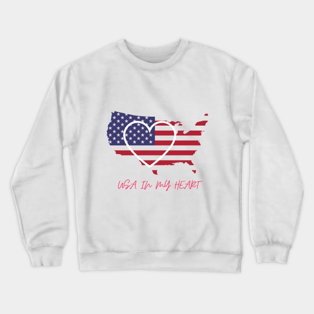 USA in My Heart Crewneck Sweatshirt by BestChooseArt